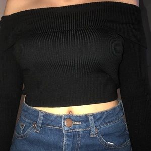 H&M basic long sleeve off the shoulder crop top
